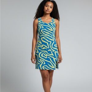 SHEIN Blue and Yellow Midi Dress